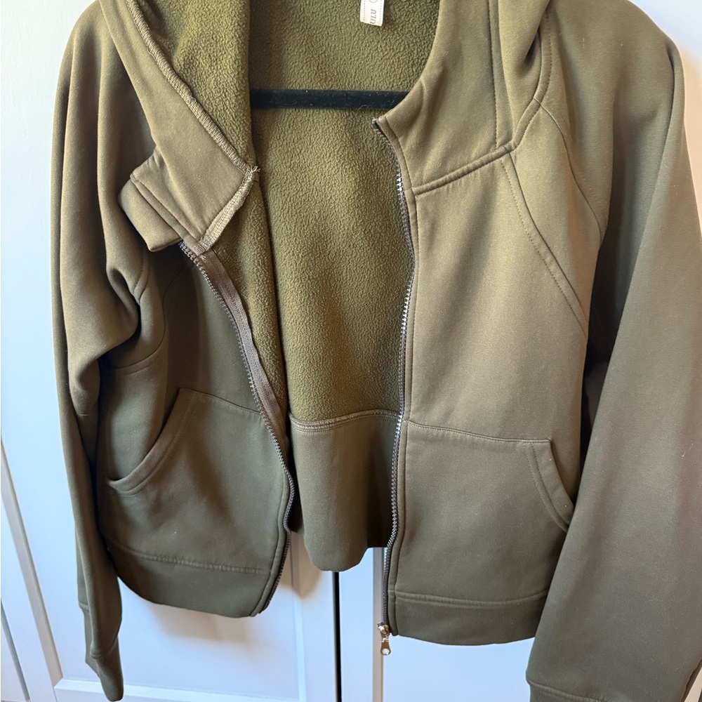 Olive Green Zip-Up Hoodie